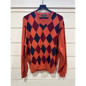 LYLE & SCOTT Scotland Combed Cotton Mens Sweater Size XL Orange